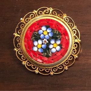 Vintage Estate Italian Micro Mosaic Brooch